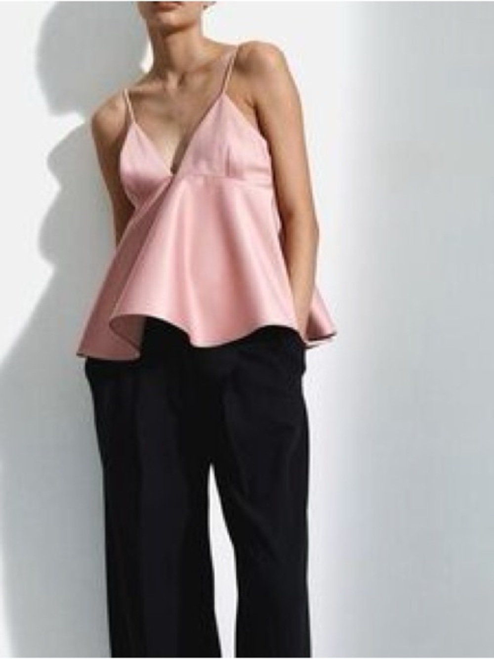 H&M Satin Dusty Pink Peplum Cami Tank Top